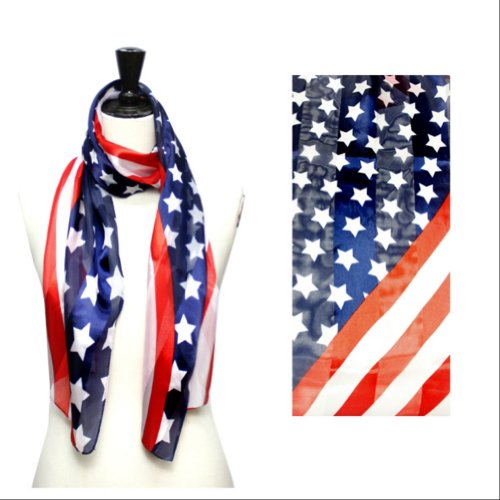USA Flag Scarf, Patriotic, Red, White and Blue American Flag Scarf