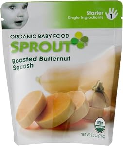 Sprout Organic Baby Food, Roasted Butternut Squash, Stage 1, 2.5-Ounce Pouches (Pack of 12)