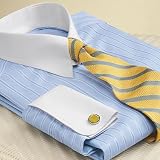 Trim Fit Blue Ground Satin Stripe French Cuff Dress Shirt