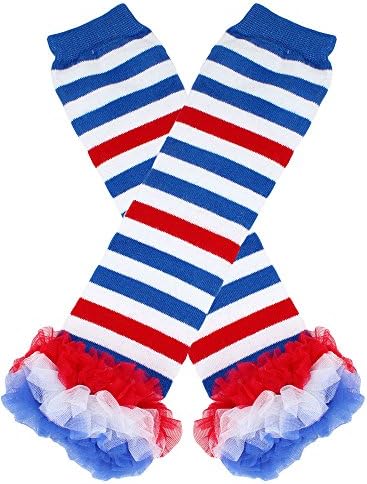 4th of July Chiffon Ruffle Leg Warmers Striped