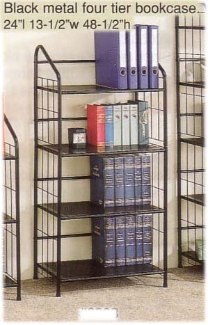 Kitchen: FOUR TIER BOOKCASE IN BLACK METAL