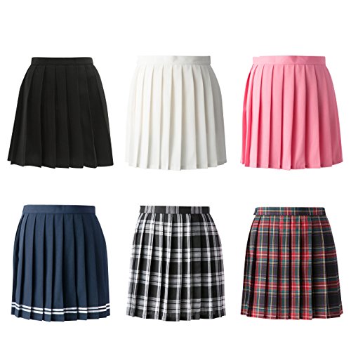 MIRIPARIS プリーツ スカート ミニ S～XXXL 丈40cm 【サラダッ子】ふわ～とゆれるだけで愛らしい プリーツミニ チェック 無地 白ライン オフイス 町着 学生 制服 ガールズ