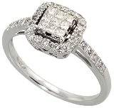 14ct White Gold Ring W 038 Carat Invisible Brilliant Cut Diamonds 516 8mm Wide O