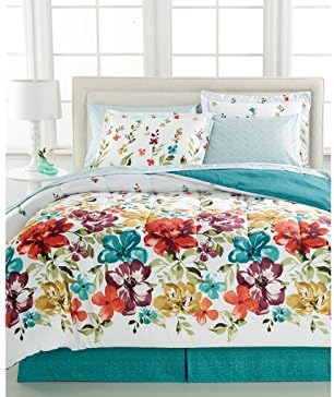 Bright Floral, Flowers, Girls Turquoise Cal California King Comforter Set (8 Piece Bed In A Bag) + BONUS HOMEMADE WAX MELT!