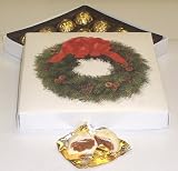 Scott's Cakes 1 Pound White Chocolate Covered Caramels in a Wreath Box