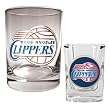 Los Angeles Clippers Rocks Glass & Square Shot Glass Set - Primary Logo NBA Basketball