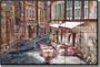 Afternoon in Albi by Ginger Cook - Village Scene Tumbled Marble Mural 16" x 24" Kitchen Shower Backsplash