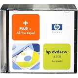 Electronics : Hewlett Packard (HP) Blank DVD's 4X DVD+RW (PLUS REWRITEABLE) 4.7GB (10 pack Slim Jewel Case)