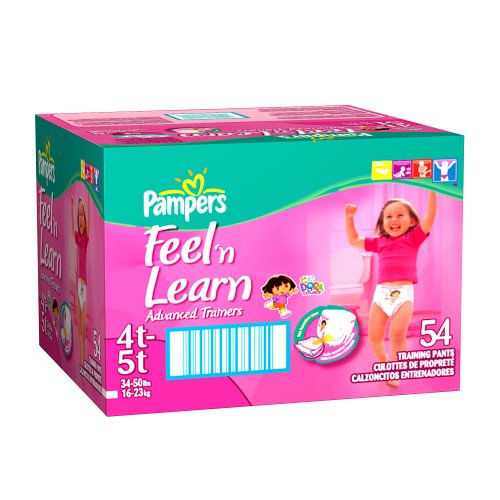 Pampers Feel 'n Learn Advanced Trainers 4T 5T for Girls 34 50 pounds Large Pack 54 count