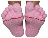 ToeSox Yoga / Pilates Organic Cotton Toe Socks (Medium, Pink)
