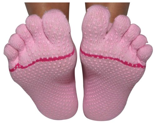 ToeSox Yoga / Pilates Organic Cotton Toe Socks (Small, Pink)