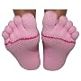 ToeSox Yoga / Pilates Organic Cotton Toe Socks (Small, Pink)