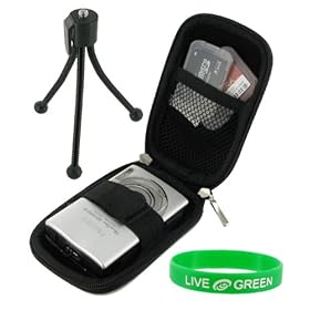 Hard Nylon (Black) Case and Tripod for Flip MinoHD Camcorder Purple Flourish