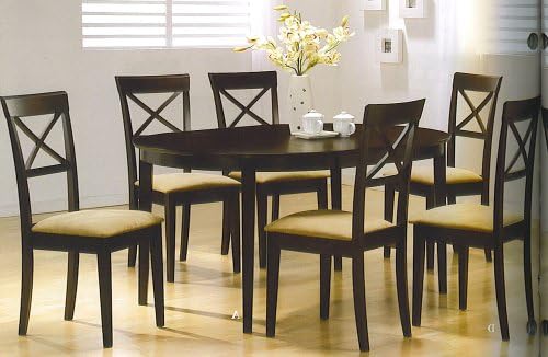 Kitchen Table W/ 6 Chairs , Rich Cuppucino Finish "new"