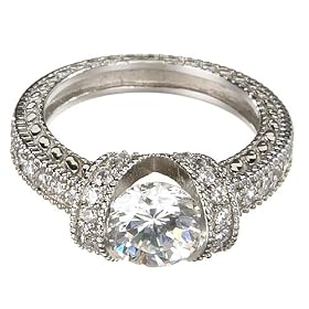 Crystal Sterling Silver Estate Ring