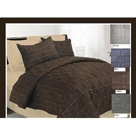 3 Pcs King Size / Blue Color Suede Quilted Bedspreads Set with Luxurious Suede Top Fabric / Top Christmas Gift