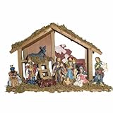 UPC 086131221064 product image for Kurt Adler Wooden Stable with 10 Resin Figures Nativity Set | upcitemdb.com