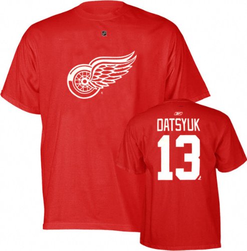 Pavel Datsyuk Reebok Red Name and Number Detroit Red Wings T-Shirt