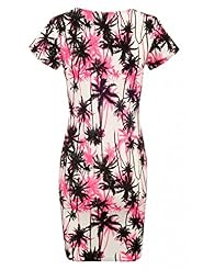 Cap Sleeves Tropical Print Elastane/Viscose Bodycon Dress 