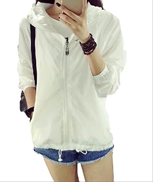 【クリックで詳細表示】【ca-style】 カジュアル レディース ブルゾン ウィンドブレイカー ジャケット (ホワイト)： スポーツ＆アウトドア