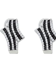 10K White Gold 0.94CT Black Diamond Fashion Earring