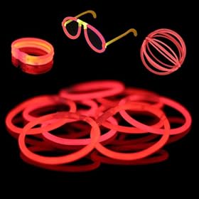  100 8 inch Premium Glow Stick Bracelets (Red)