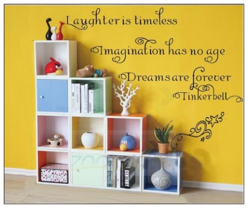 LUCKKYY(TM) “Laughter Is Timeless” – Tinkerbell Quote Vinyl Wall Art Decal Sticker Home Decor Wall Decorations for Living Room LUCKKYY(TM) “Laughter Is Timeless” – Tinkerbell Quote Vinyl Wall Art Decal Sticker Home Decor Wall Decorations for Living Room