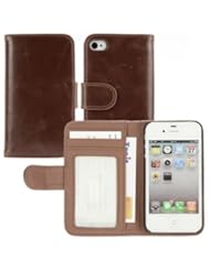 Leather Wallet Case for iPhone 4/4S (Brown)