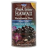 Kona Coffee Dark Chocolate Macadamia Nuts, 100% Hawaii Grown, 1.75 Lb Re-Sealable Can