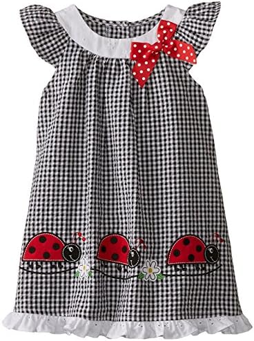 Good Lad Little Girls' Seersucker Ladybug Sundress, Black, 2T