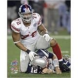 Osi Umenyiora New York Giants - SB XLII On Top of Brady - Autographed 16x20 Photograph