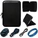 Black EVA Carbon Fiber Durable Protective Hard Cube Carrying Case with Soft Lushly Interior Fur Padding for Amazon Kindle / Amazon Kindle Touch / Amazon Kindle Touch 3G 6 inch e-Ink Display Screen e-Readers (Fits all 2011 Kindle e-Readers) + Black USB Car Charger + Black USB Wall / Home Charger + Black Micro USB Sync Data Cable + SumacLife TM Wisdom Courage Wristband (Kindle NOT INCLUDED)