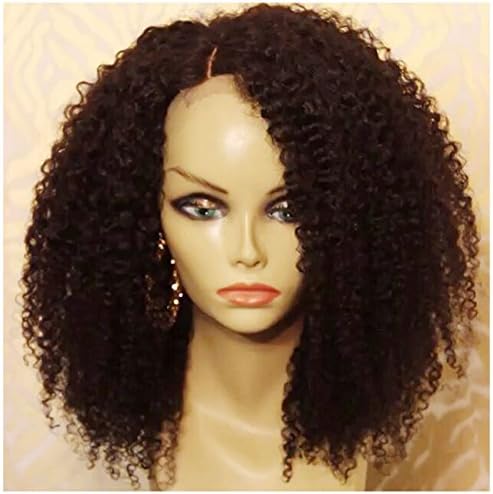 Yazi Hair Afro Lace Front Wig Kinky Curly Half Wigs for Black Women Human Hair Lace Front Wigs (16inch with 150% density #1)
