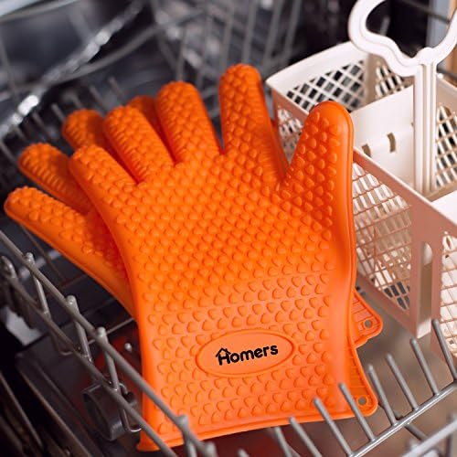Cooking Gloves Heat Resistant - Silicone BBQ Gloves - Best Heat Protection - Designed in USA - Perfect Size