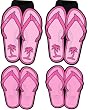 Hawaiian Pink Giant Flip Flops Sandals 4 Pc Floor Mats Set
