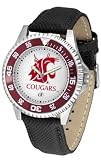Washington State Cougars Suntime Competitor Poly/Leather Band Watch - NCAA College Athletics