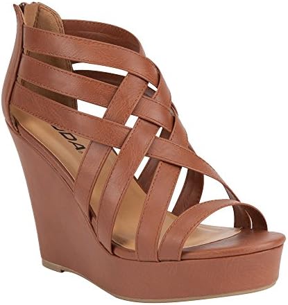 SODA Jorgina Womens Wedges, Tan, 6