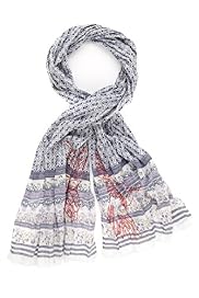 Indigo Collection Lightweight Pure Cotton Contrast Border Scarf