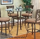 Pedestal Gathering Table with 48" Glass Top and Slate Accents in Bronze Fin ....