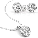 Crystal Clear Jewelry Set Crystal Ferido Ball Necklace with Stud Earrings thumbnail