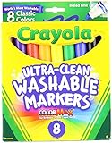 Crayola Washable Markers, Broad Point, Classic Colors, 8/Pack (58-7808)
