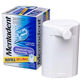 Mentadent Advanced Whitening Fluoride Toothpaste Refill, 63 Ounces, (12 - 5.25 Oz Refills)