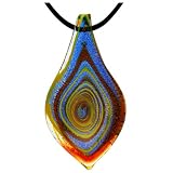 Orange And Yellow Swirl Murano Glass Necklace Pendant
