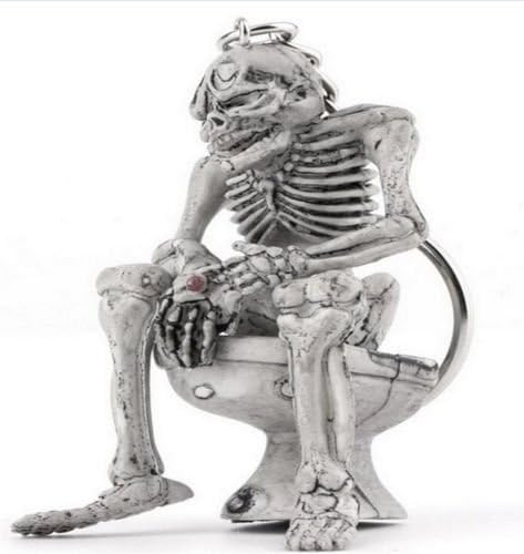 Khaopan Keyring - New Fashion Purse Bag Rubber Creative Skull KeyChain Retro Keyring Punk Jewelry Gift Type Toilet Skull