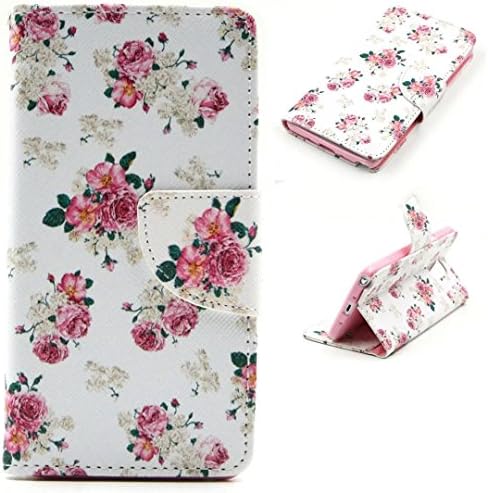 S5 Case, Sweit [Card Holder] [Magnetic Closure][Kickstand] Premium Slim PU Leather Wallet Cover TPU Material Flip Cover for Samsung Galaxy S5 Flim -[Floral Rose Pattern ]