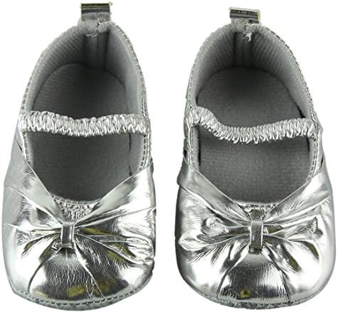 AutumnFall(TM) Newborn Shoes Soft Sole Skid-proof Infant Shoes First Walker Prewalker (11CM, Silver)