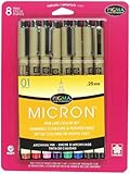 Sakura 30068 8-Piece Pigma Micron Assorted Colors 01 Ink Pen Set