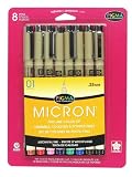 Sakura 30068 8-Piece Pigma Micron Clam Assorted Colors 01 Ink Pen Set