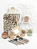 LEOPARD KIT w/ BRUSH SET & BAG Mineral Makeup Bare Skin Sheer Powder Foundation by Sweet Face Minerals (Warm)