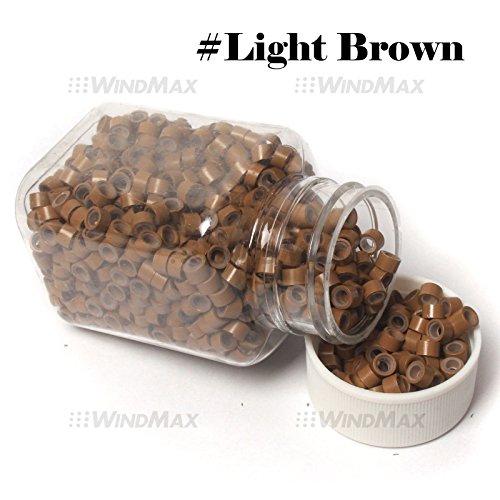 WindMax (R) US Seller Light Brown Color 1000 PCS Silicone Micro Rings Beads Loop For Human Feather Hair Extension Tip